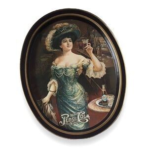 Vintage Pepsi Cola tray lady Victorian collectible tin server